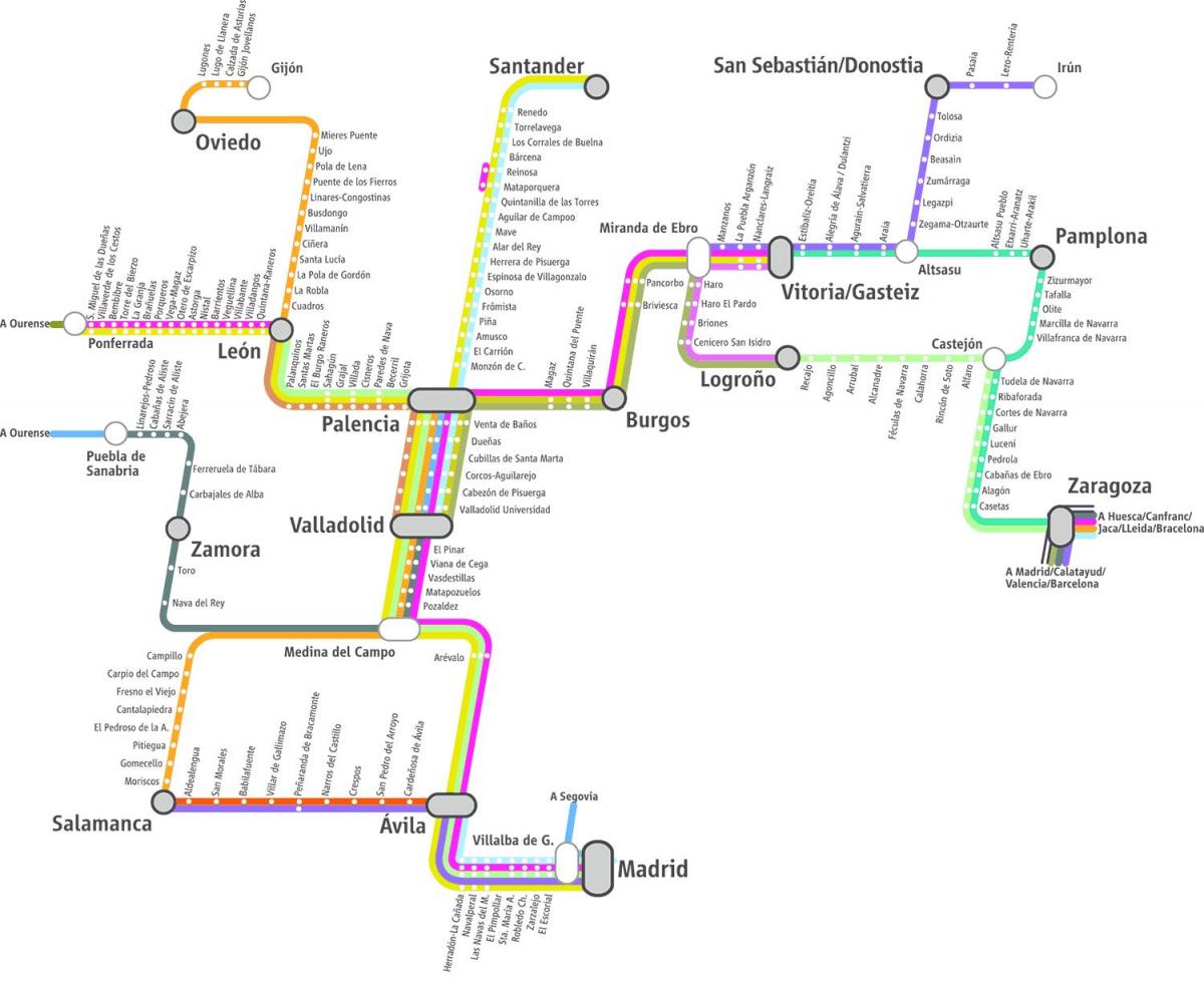 خريطة القطار renfe خريطة مدريد