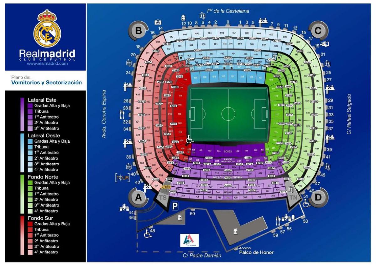 خريطة ريال مدريد الملعب