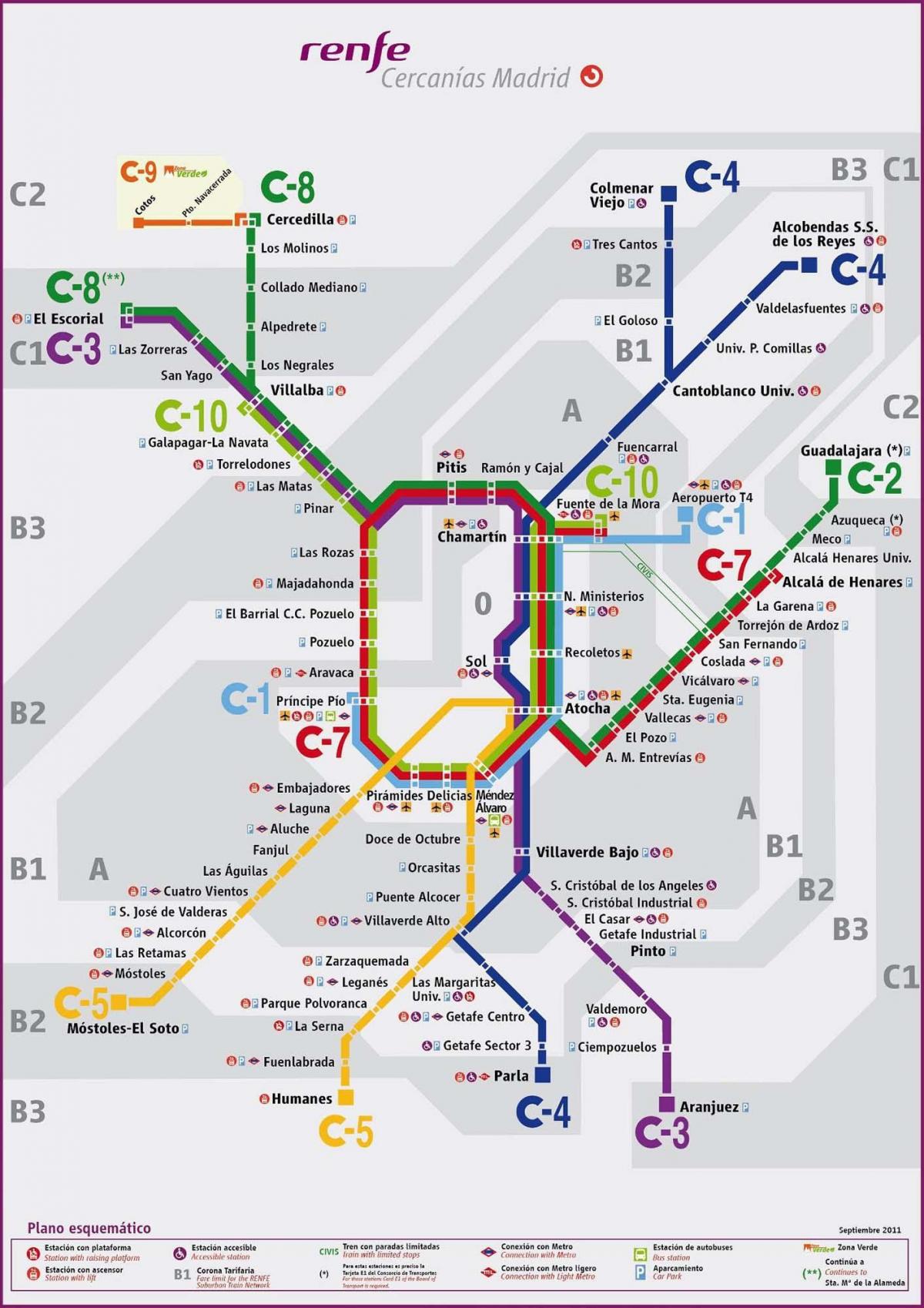 مدريد السكك الحديدية خريطة