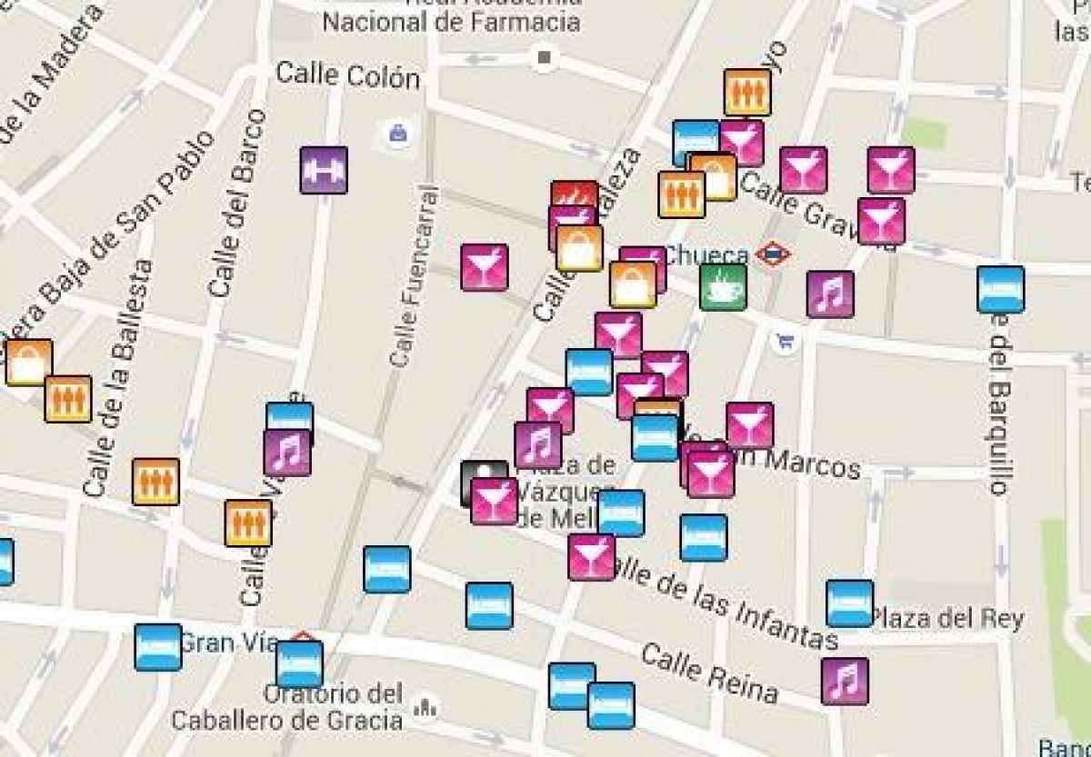 منطقة المثليين مدريد اعرض الخارطة