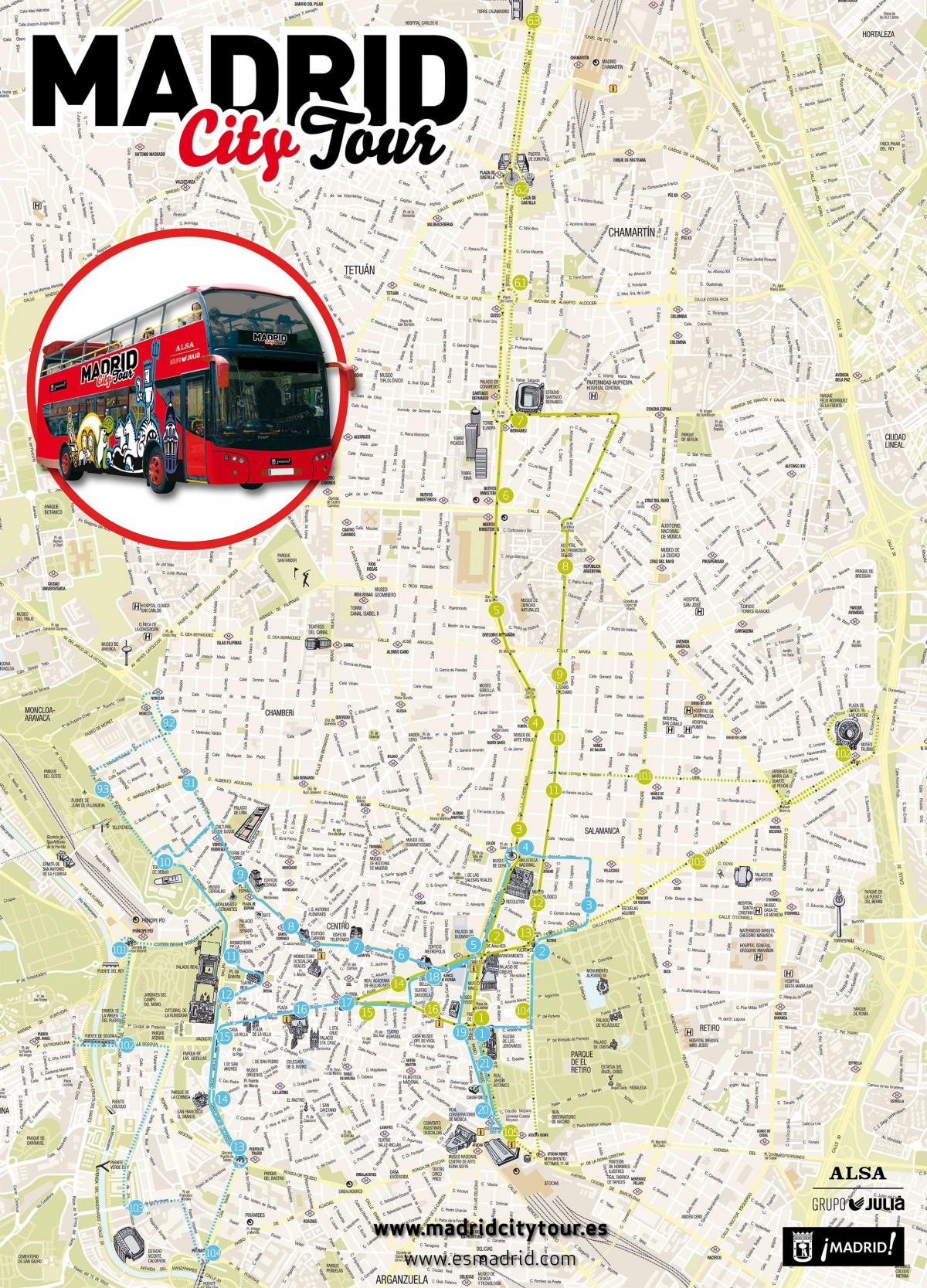 مدريد حافلة لمشاهدة معالم المدينة خريطة
