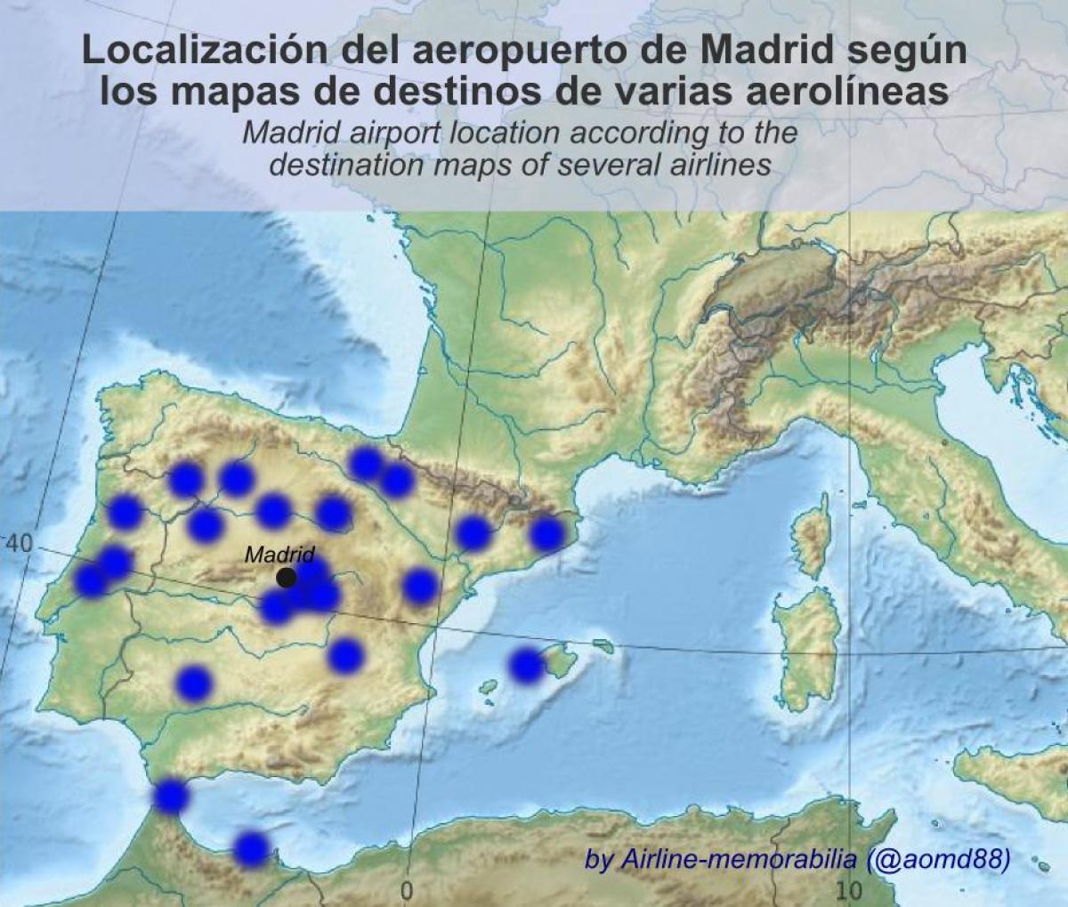 خريطة مطار مدريد الوجهات